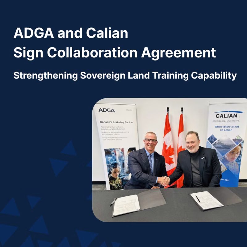 Calian and ADGA Group Sign Collaboration Agreement to Advance Next-Generation Land Training and Simulation for the Canadian Army